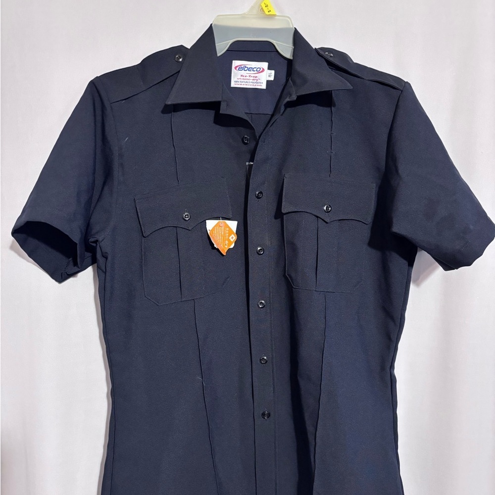 Elbeco Textrop Navy Blue Short Sleeve Men's Uniform Shirt size 15.5 style Z3314